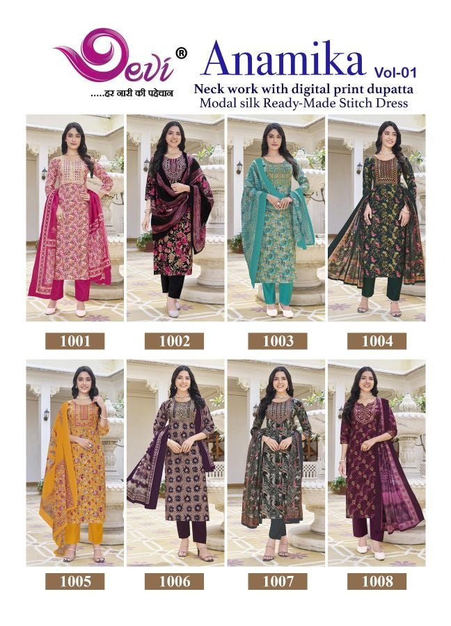 Anamika Vol 1 Devi Muslin Readymade Pant Style Suits Wholesale Price