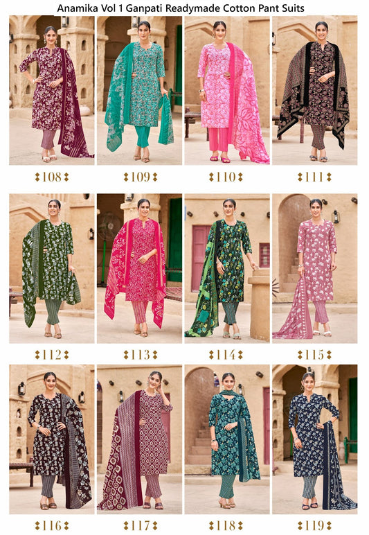 Anamika Vol 1 Ganpati Readymade Cotton Pant Suits Wholesaler India