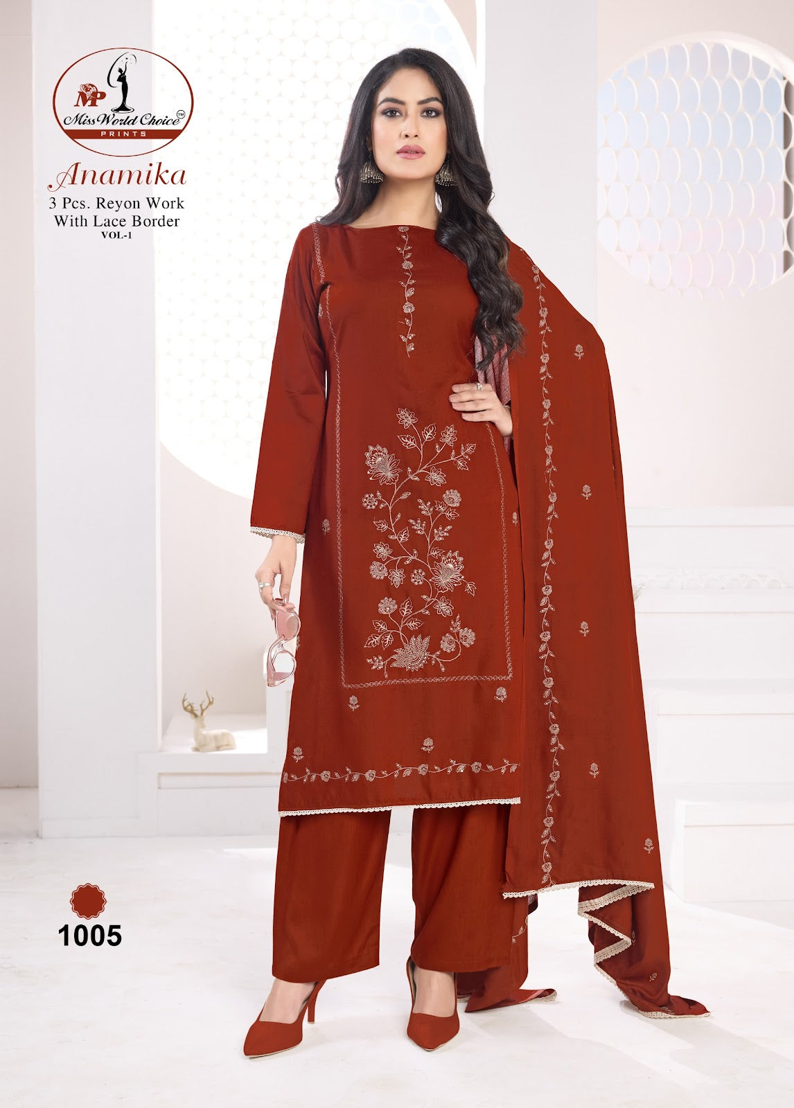 Anamika Vol 1 Miss World Choice Rayon Pant Style Suits Supplier Gujarat
