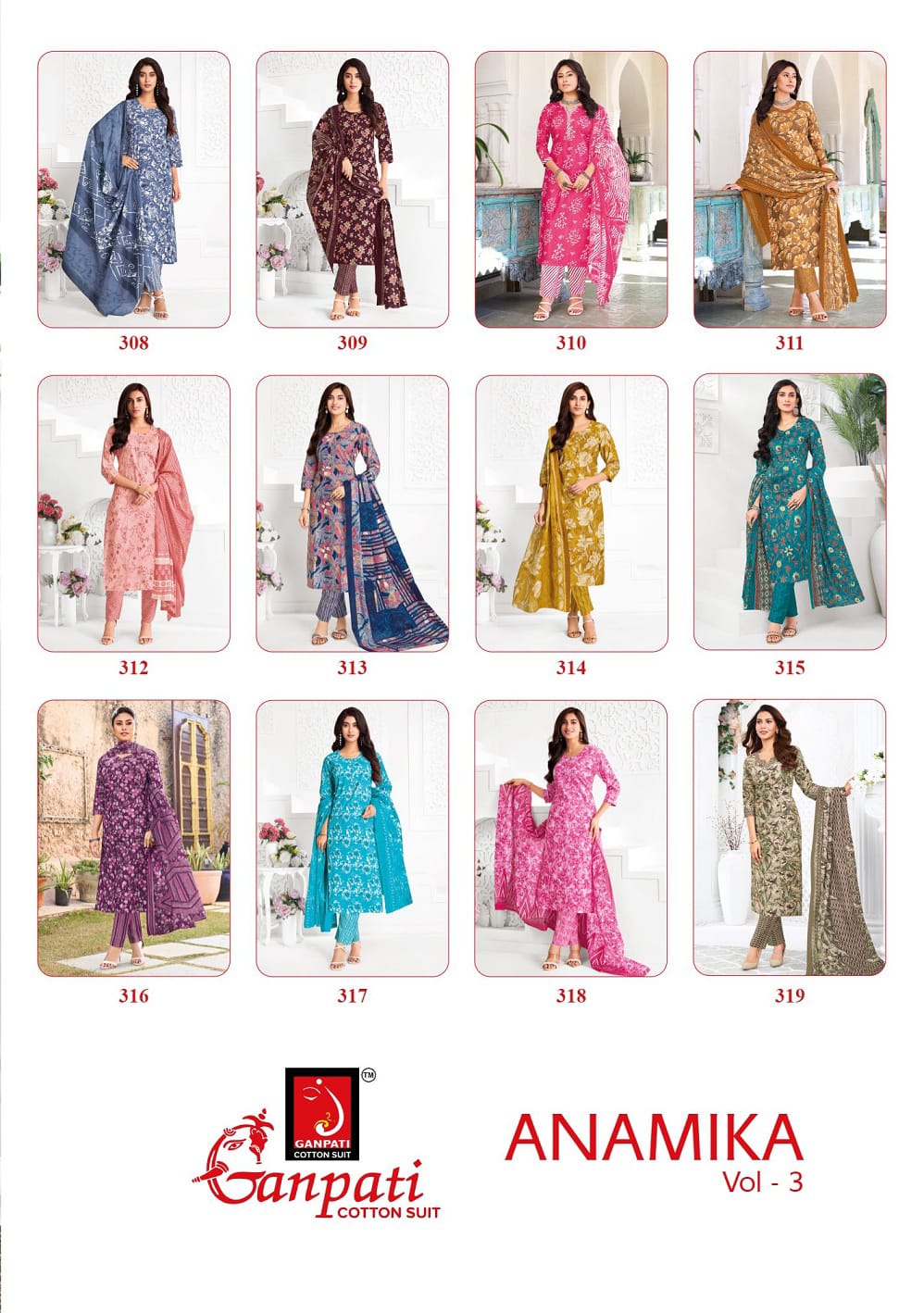 Anamika Vol 3 Ganpati Readymade Cotton Pant Suits Exporter India