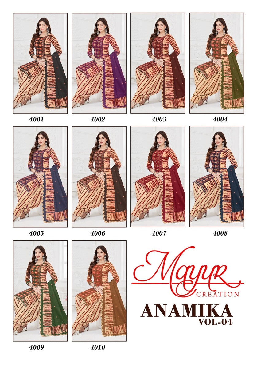 Anamika Vol 4 Mayur Creation Cotton Cotton Dress Material Exporter Ahmedabad