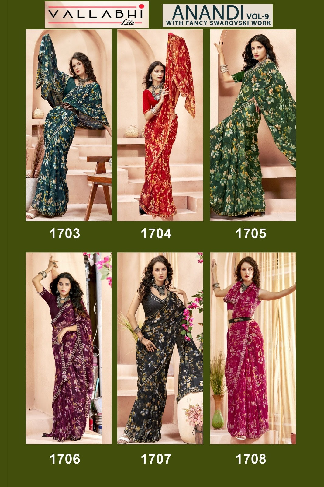 Anandi Vol 9 Vallabhi Lite Georgette Sarees Exporter India