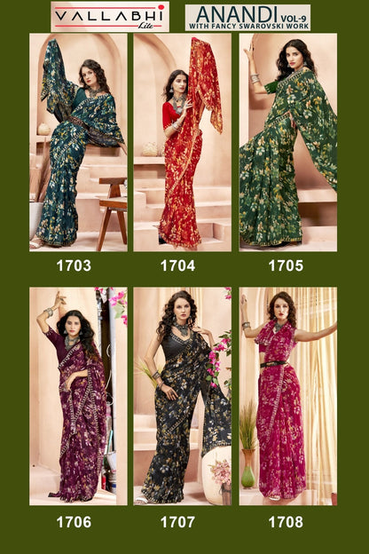 Anandi Vol 9 Vallabhi Lite Georgette Sarees Exporter India