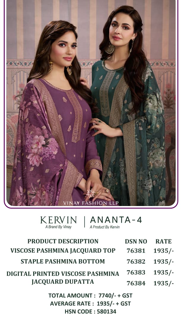 Ananta 4 Kervin Vinay Fashion Llp Pashmina Suits Wholesaler Gujarat