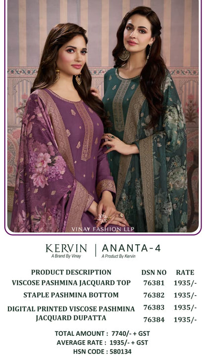 Ananta 4 Kervin Vinay Fashion Llp Pashmina Suits Wholesaler Gujarat