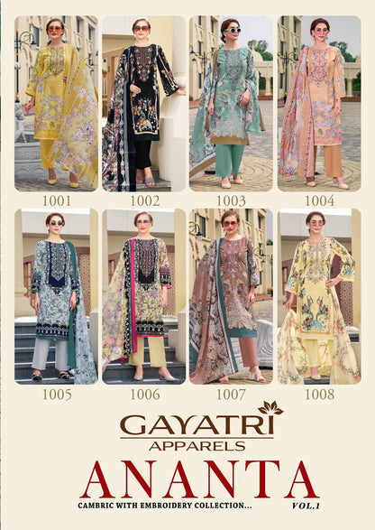 Ananta Vol 1 Gayatri Cambric Cotton Karachi Salwar Suits Supplier Gujarat
