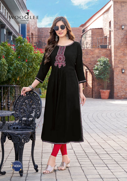 Ananta Wooglee Wrinkle Rayon Long Kurtis Exporter India