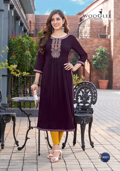 Ananta Wooglee Wrinkle Rayon Long Kurtis Exporter India