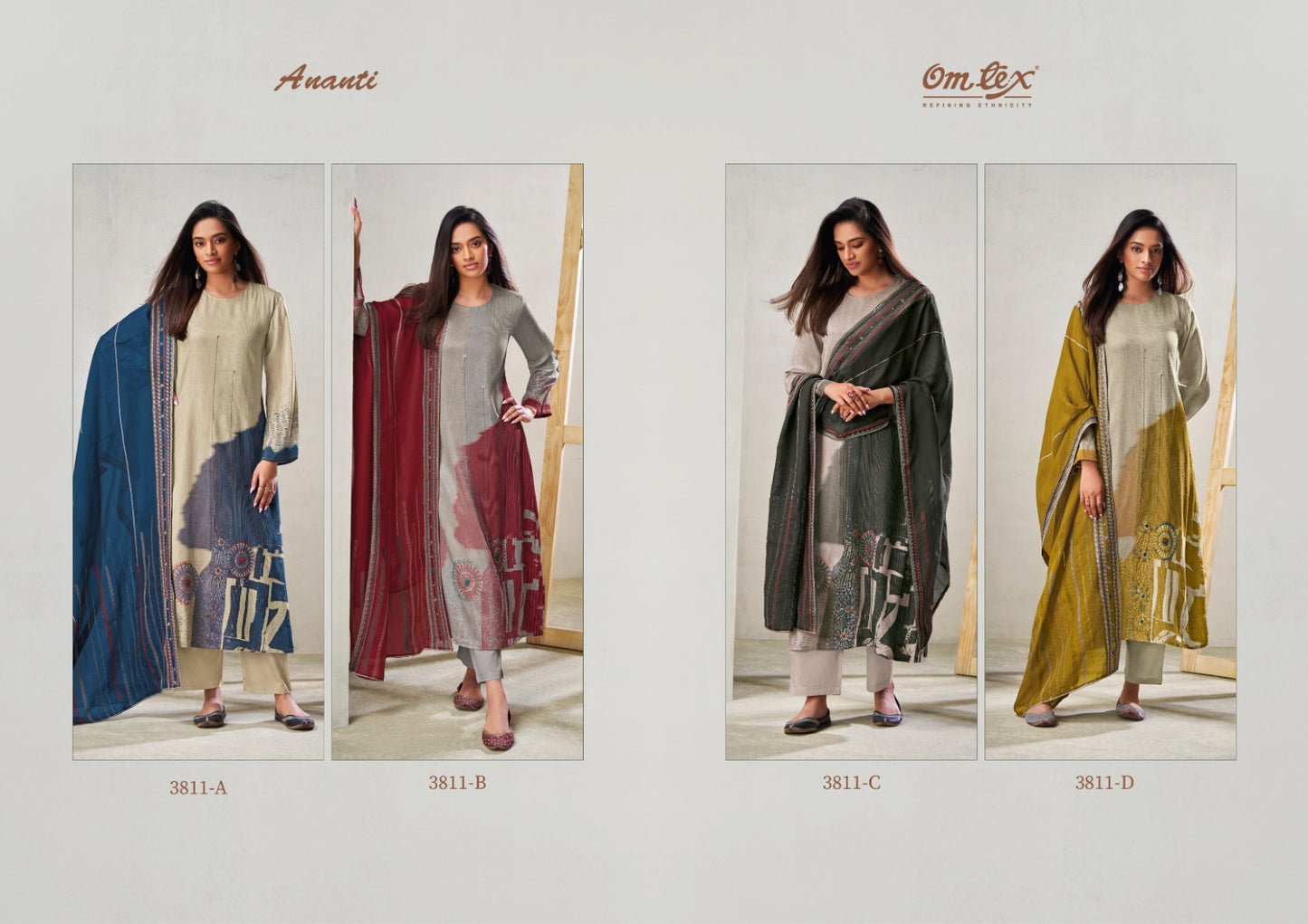 Ananti Omtex Silk Jacquard Pant Style Suits Exporter India