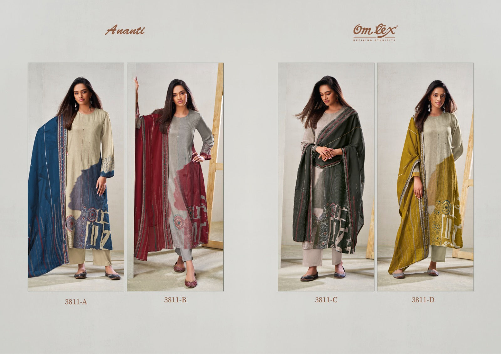 Ananti Omtex Silk Jacquard Pant Style Suits Exporter India
