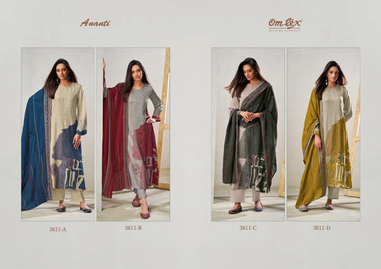 Ananti Omtex Silk Jacquard Pant Style Suits Exporter India
