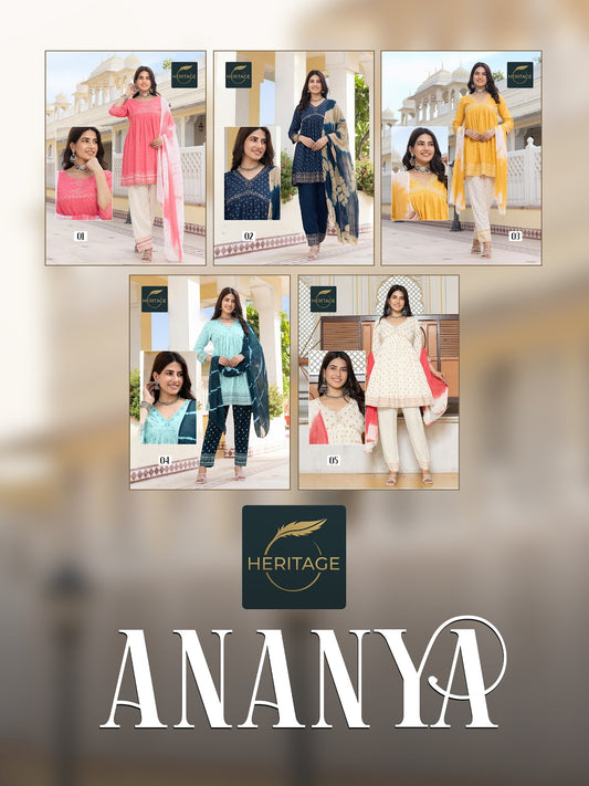 Ananya Heritage Rayon Readymade Pant Style Suits Supplier
