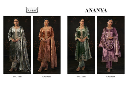 Ananya Kesar Viscose Velvet Suits Manufacturer India