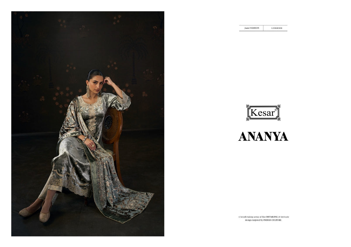Ananya Kesar Viscose Velvet Suits Manufacturer India