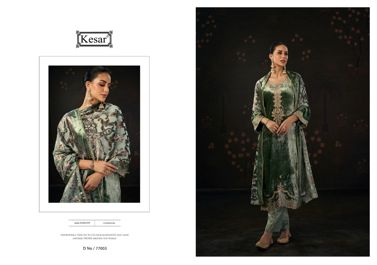 Ananya Kesar Viscose Velvet Suits Manufacturer India