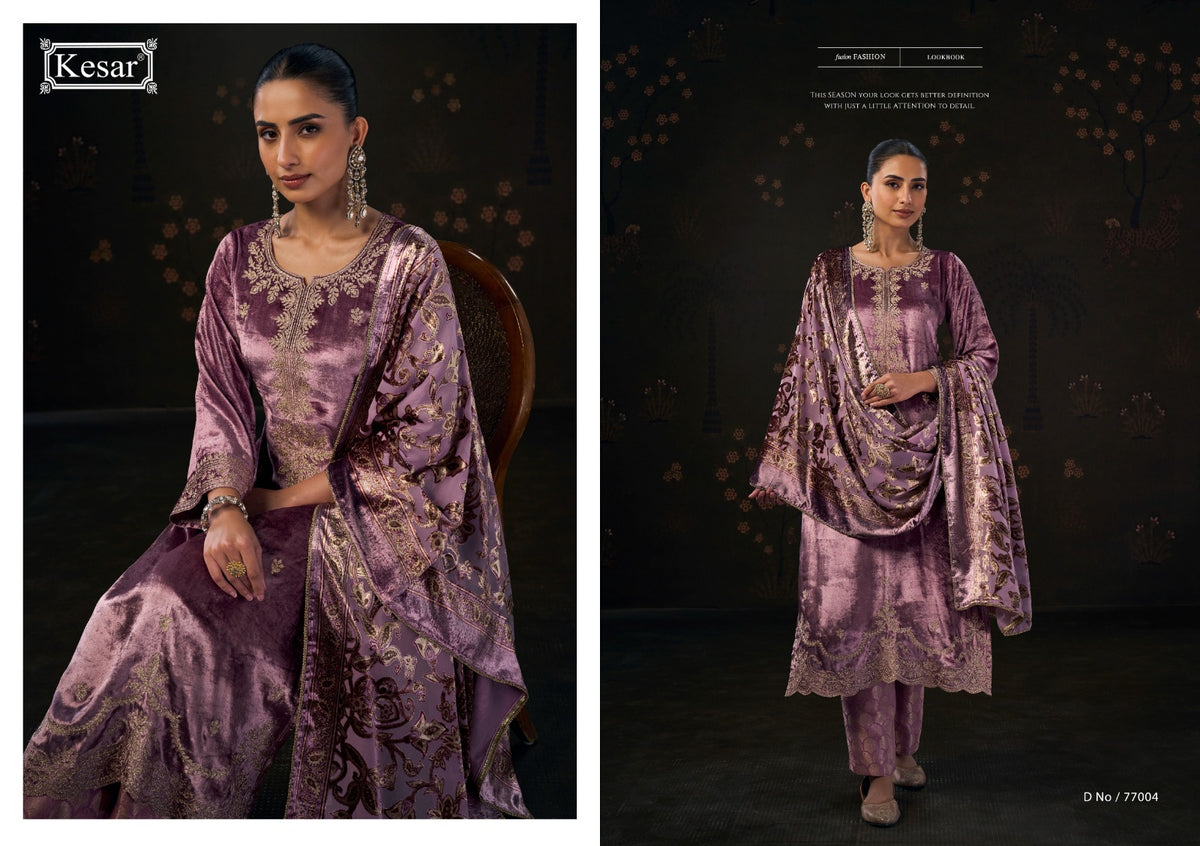 Ananya Kesar Viscose Velvet Suits Manufacturer India