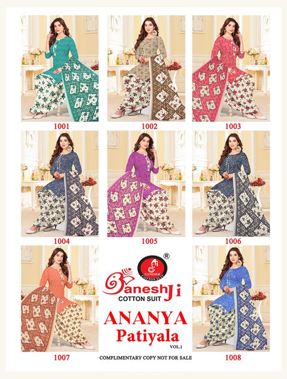 Ananya Patiyala Vol 1 Ganeshji Cotton Dress Material Wholesaler