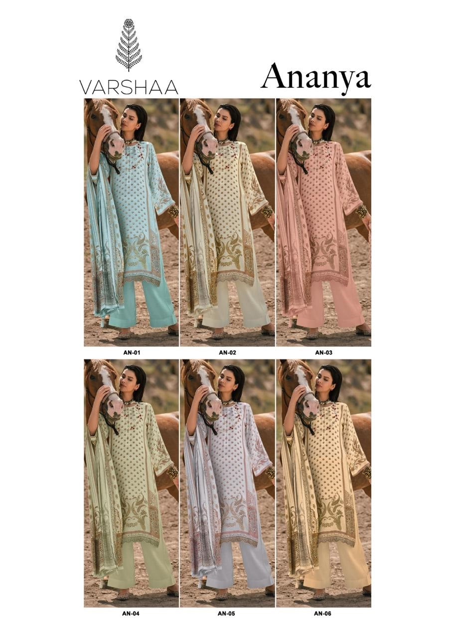Ananya Varshaa Muslin Pant Style Suits Exporter