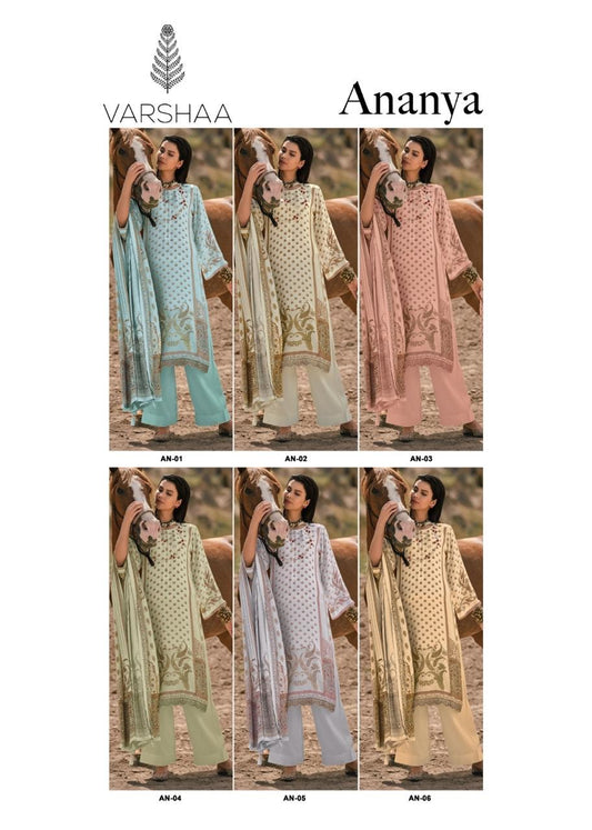 Ananya Varshaa Muslin Pant Style Suits Exporter