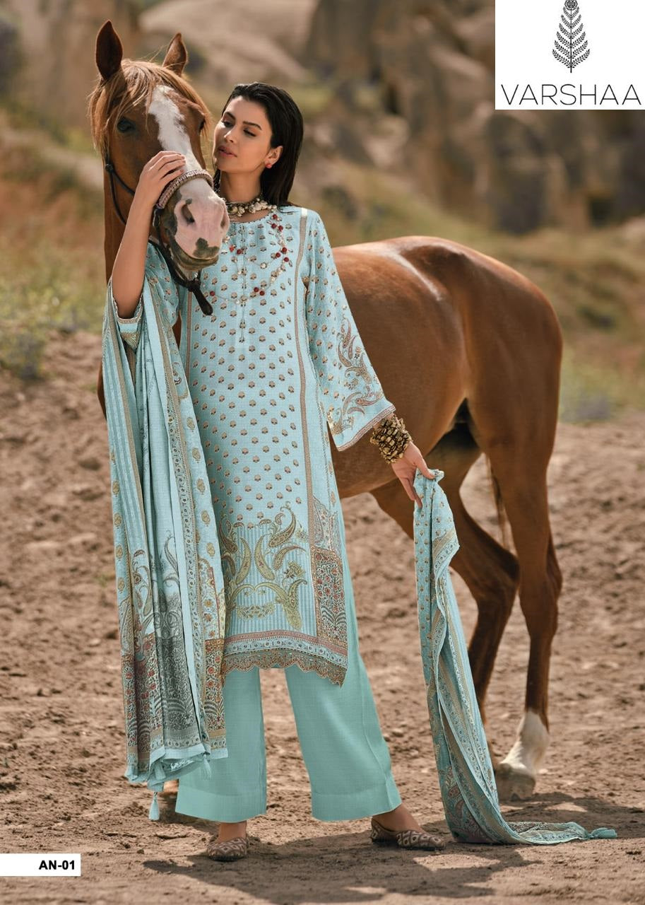 Ananya Varshaa Muslin Pant Style Suits Exporter