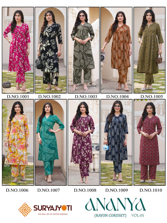 Ananya Vol 1 Suryajyoti Rayon Co Ord Set Exporter India