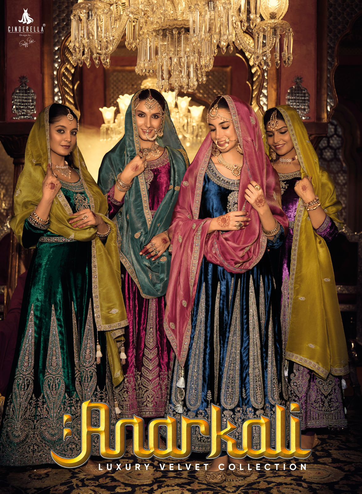 Anarkali Cinderella Velvet Suits Wholesale Price