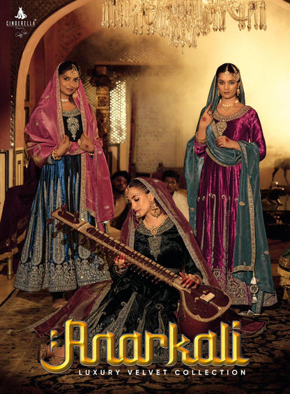 Anarkali Cinderella Velvet Suits Wholesale Price