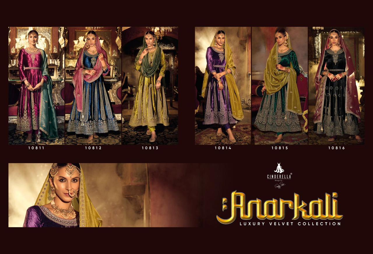 Anarkali Cinderella Velvet Suits Wholesale Price