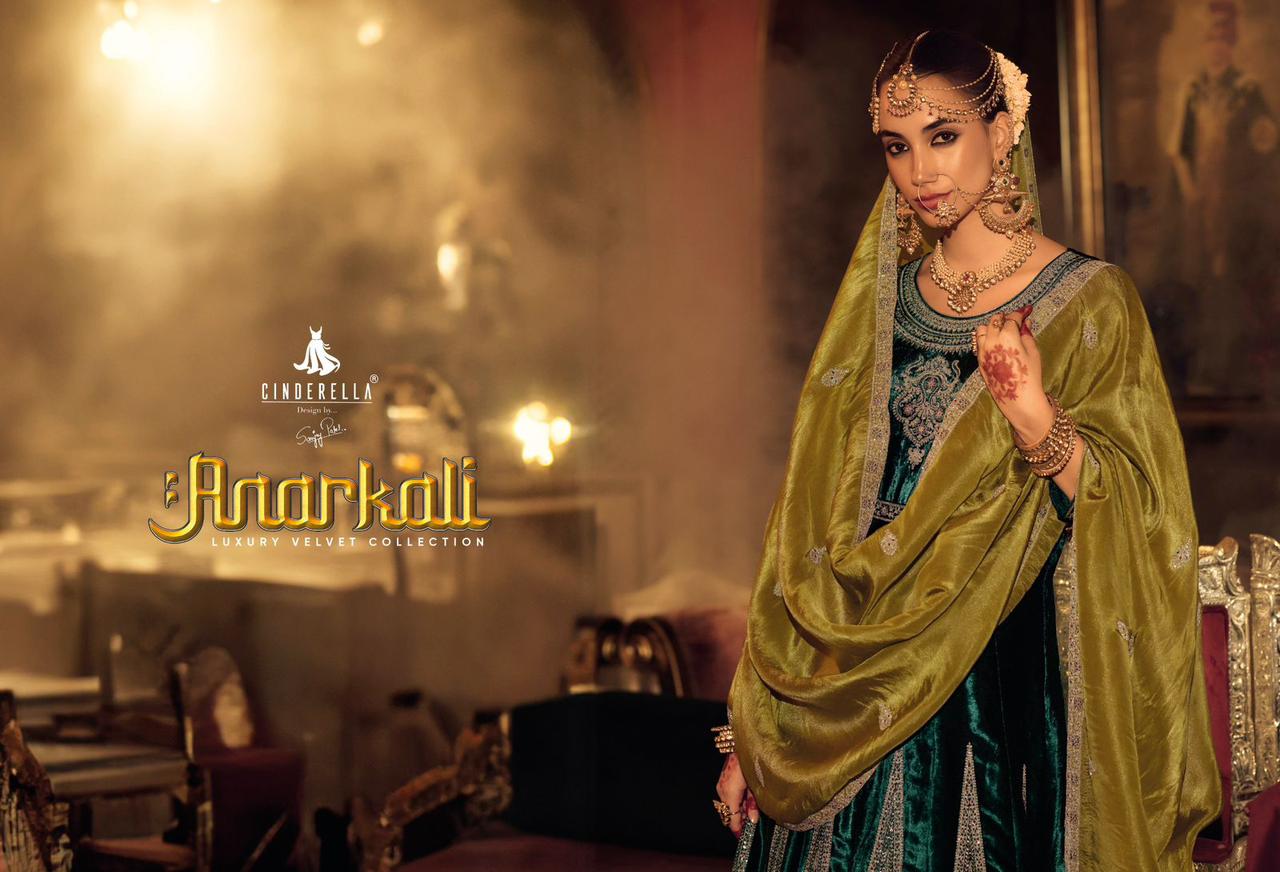 Anarkali Cinderella Velvet Suits Wholesale Price