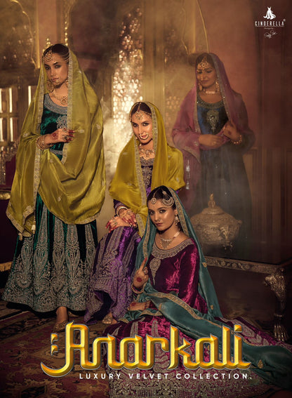Anarkali Cinderella Velvet Suits Wholesale Price