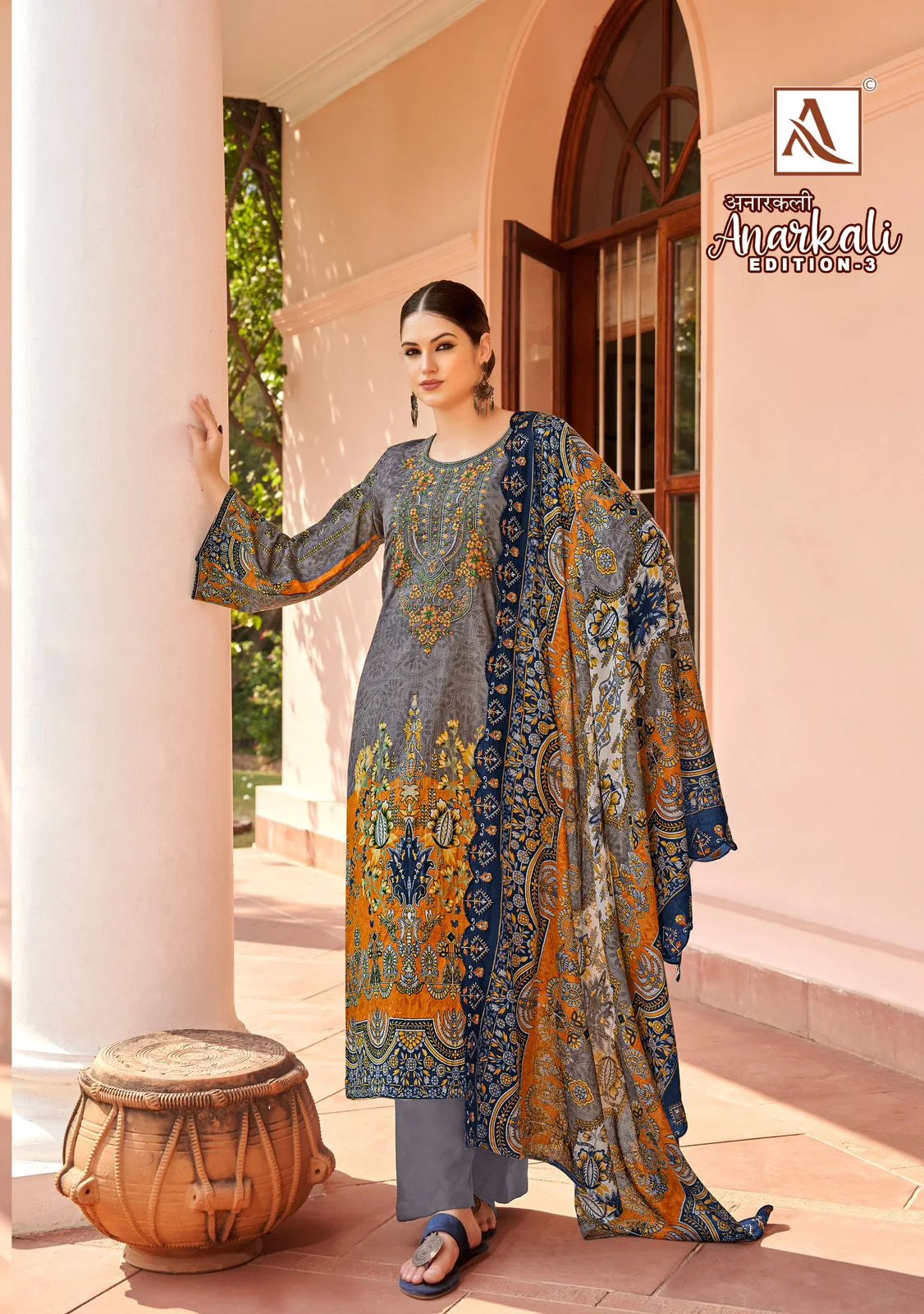 Anarkali Edition 3 Alok Cambric Cotton Karachi Salwar Suits Wholesaler India