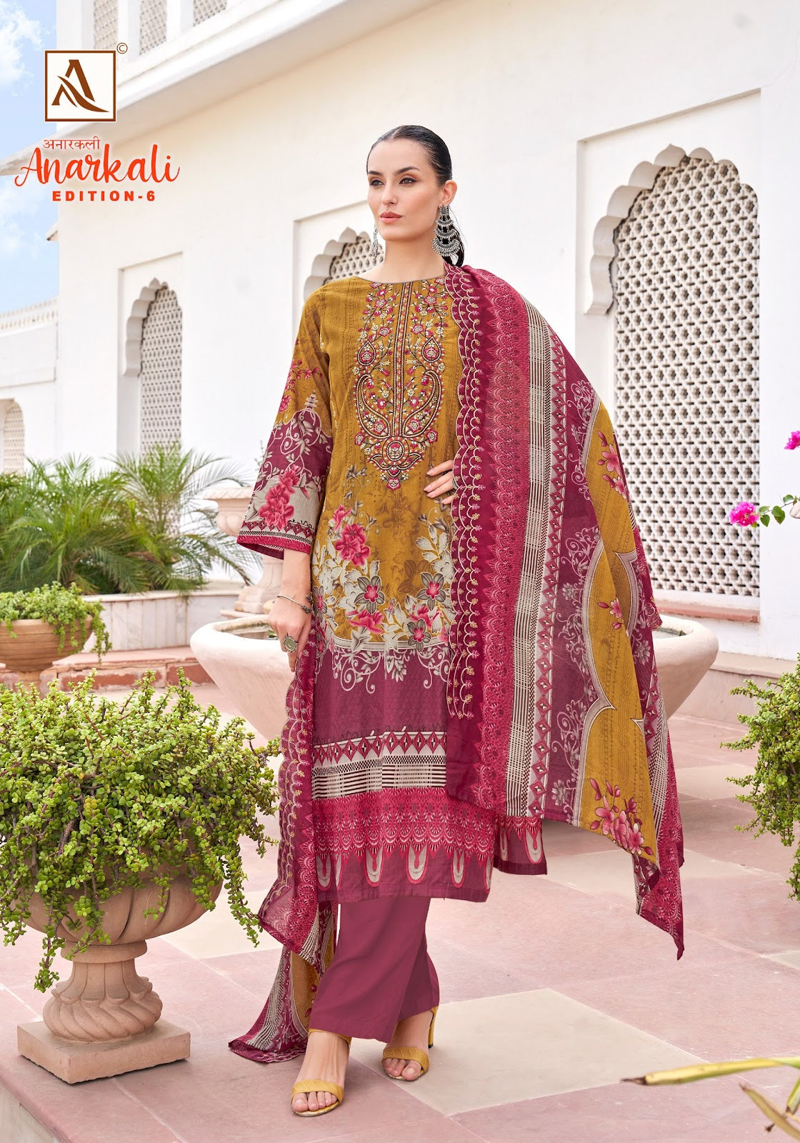 Anarkali Edition 6 Alok Cambric Cotton Karachi Salwar Suits Wholesaler India