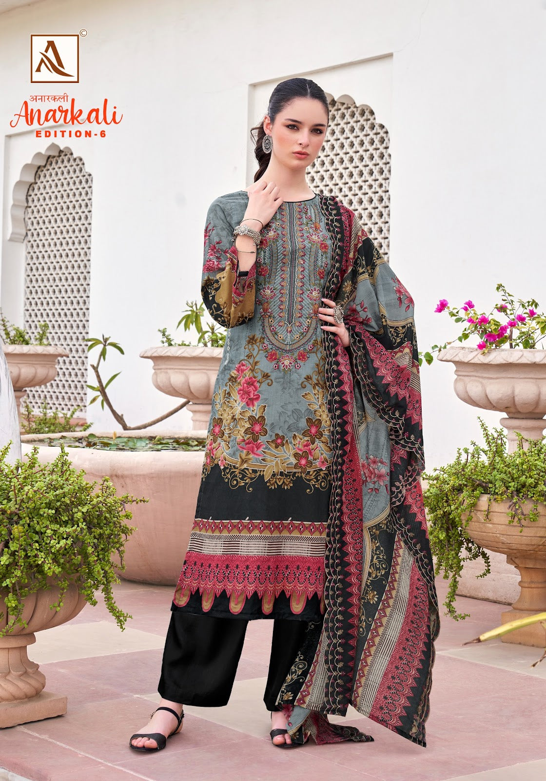 Anarkali Edition 6 Alok Cambric Cotton Karachi Salwar Suits Wholesaler India