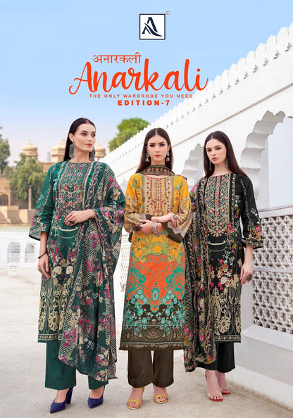 Anarkali Edition 7 Alok Cambric Cotton Karachi Salwar Suits Wholesaler Ahmedabad