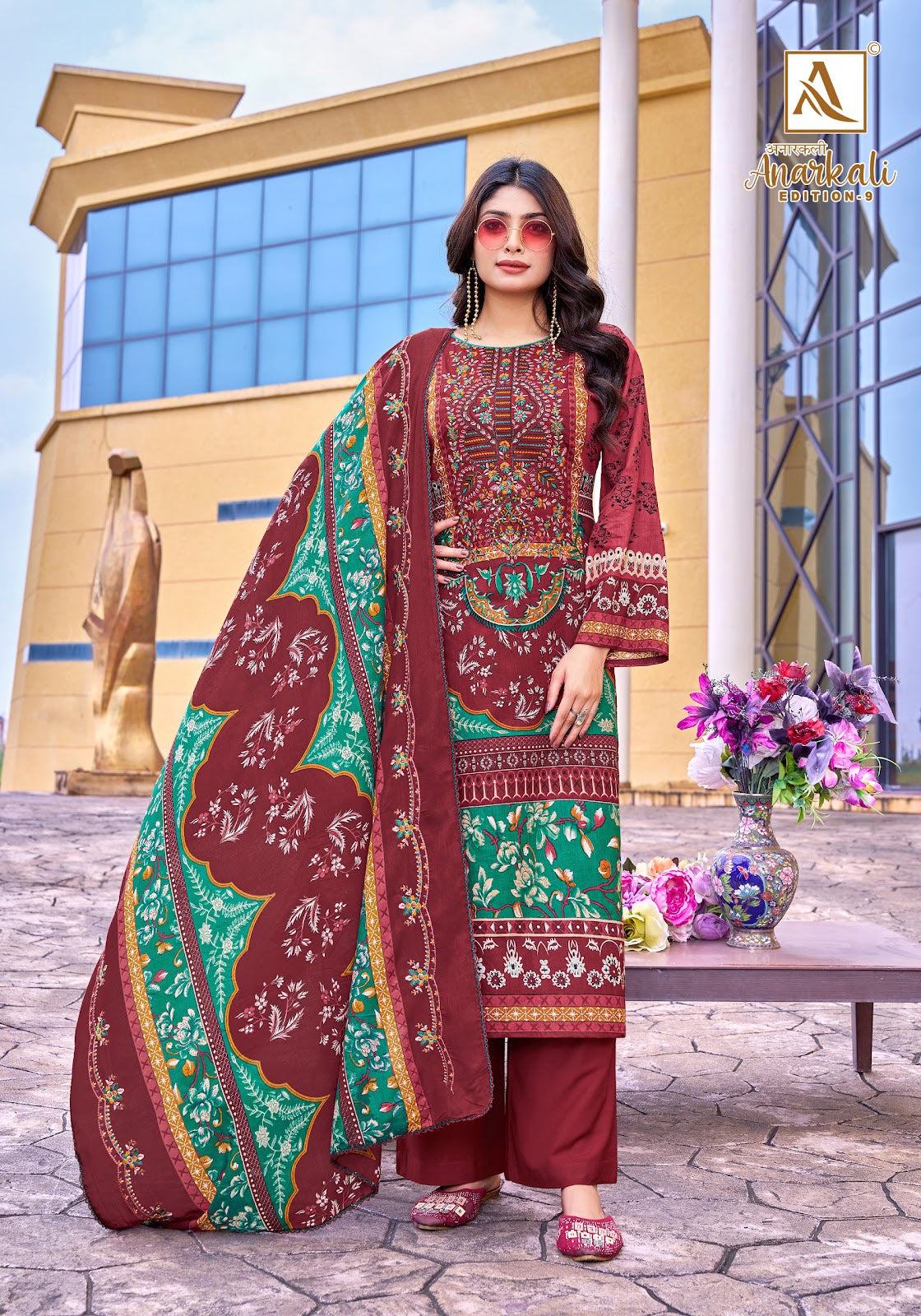 Anarkali Edition 9 Alok Cambric Cotton Karachi Salwar Suits Supplier India