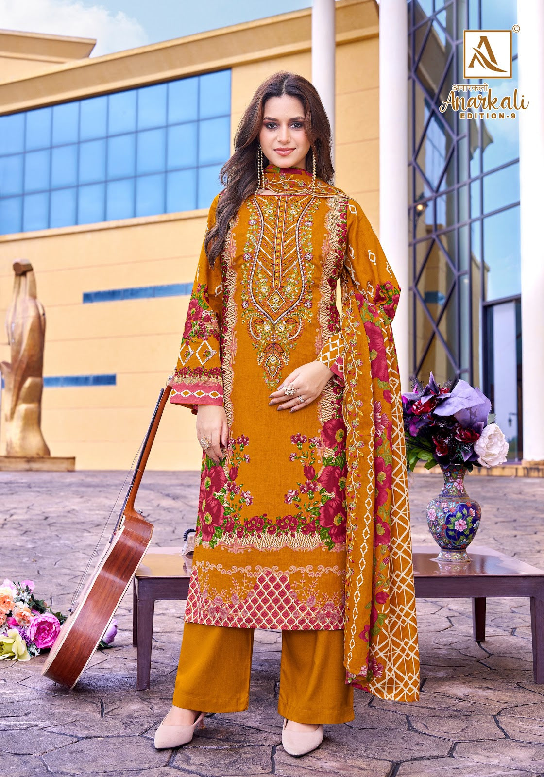 Anarkali Edition 9 Alok Cambric Cotton Karachi Salwar Suits Supplier India