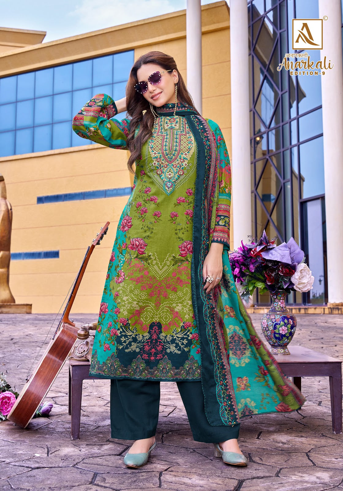 Anarkali Edition 9 Alok Cambric Cotton Karachi Salwar Suits Supplier India