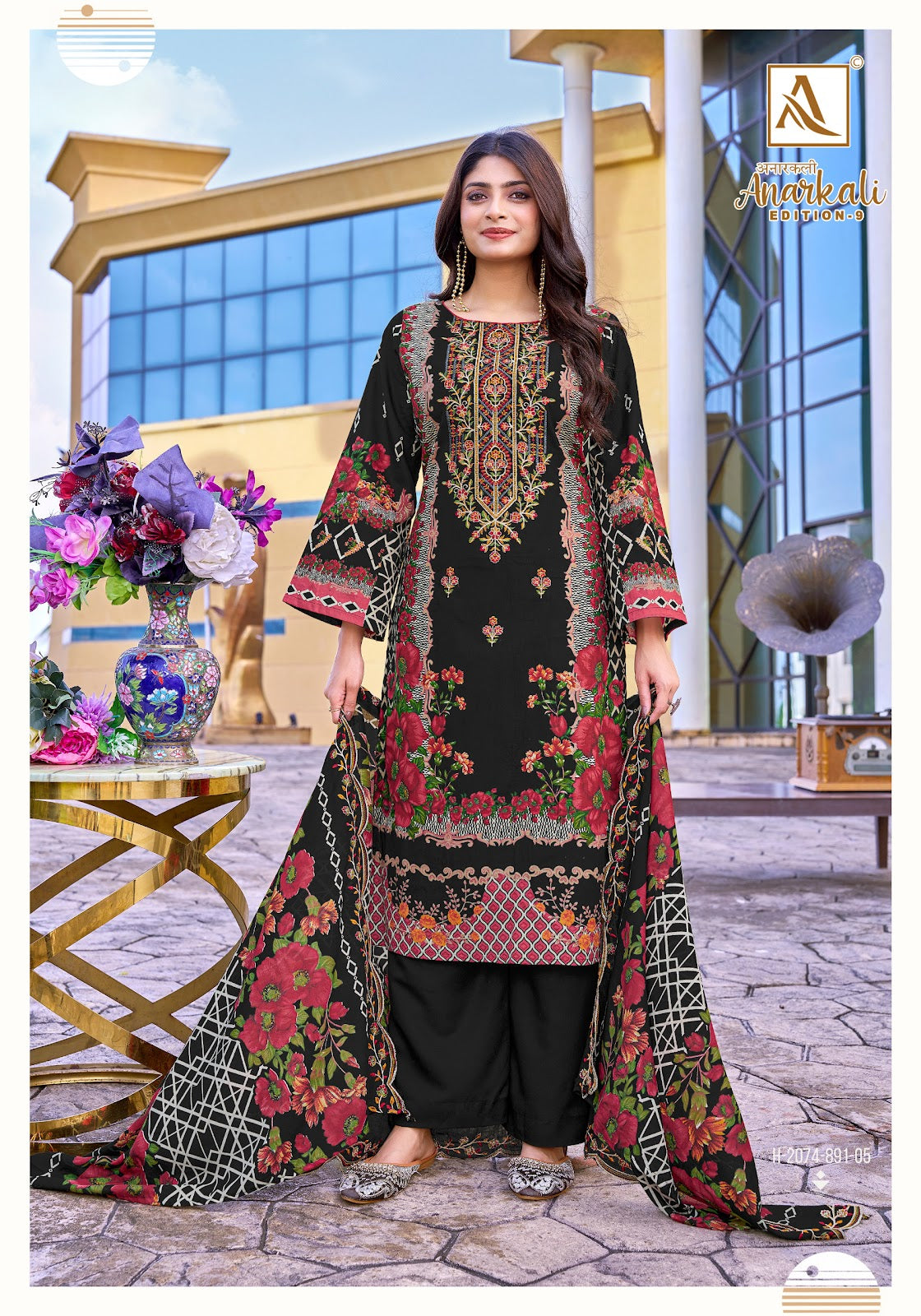 Anarkali Edition 9 Alok Cambric Cotton Karachi Salwar Suits Supplier India