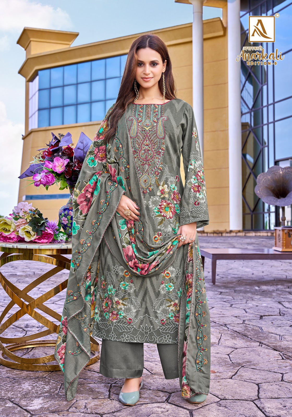 Anarkali Edition 9 Alok Cambric Cotton Karachi Salwar Suits Supplier India