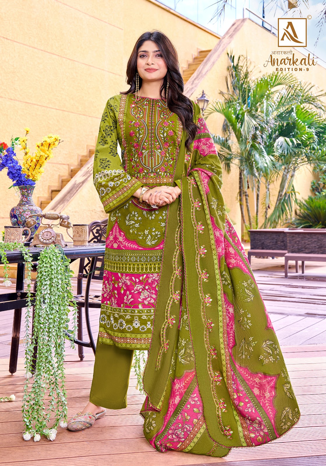 Anarkali Edition 9 Alok Cambric Cotton Karachi Salwar Suits Supplier India