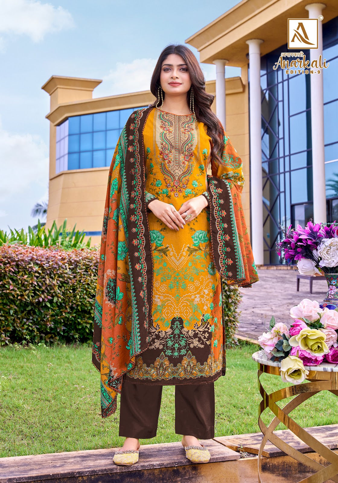Anarkali Edition 9 Alok Cambric Cotton Karachi Salwar Suits Supplier India