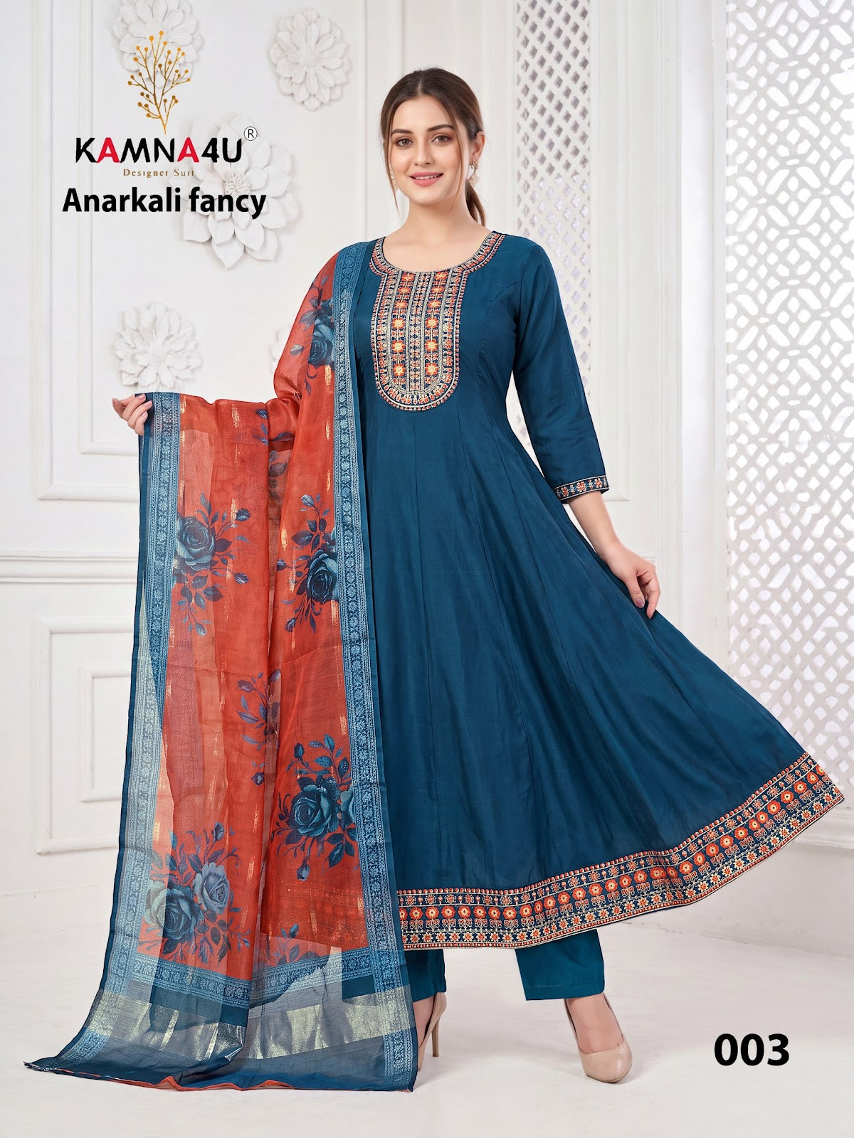 Anarkali Fancy Kamna4U Roman Readymade Pant Style Suits Manufacturer India