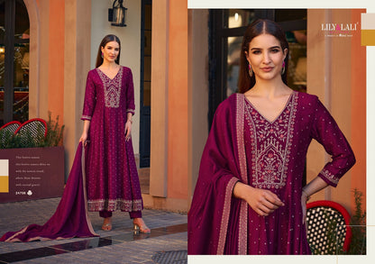Anarkali Lily Lali Vichitra Silk Readymade Pant Style Suits Wholesale Price