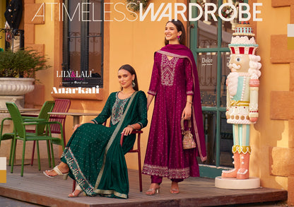Anarkali Lily Lali Vichitra Silk Readymade Pant Style Suits Wholesale Price