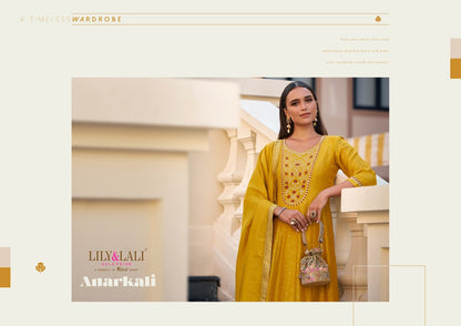 Anarkali Lily Lali Vichitra Silk Readymade Pant Style Suits Wholesale Price