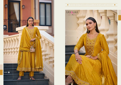 Anarkali Lily Lali Vichitra Silk Readymade Pant Style Suits Wholesale Price