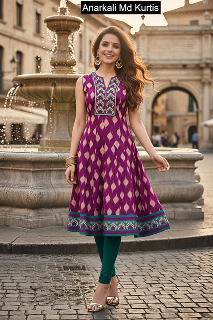 Anarkali Md Cotton Kurtis Exporter