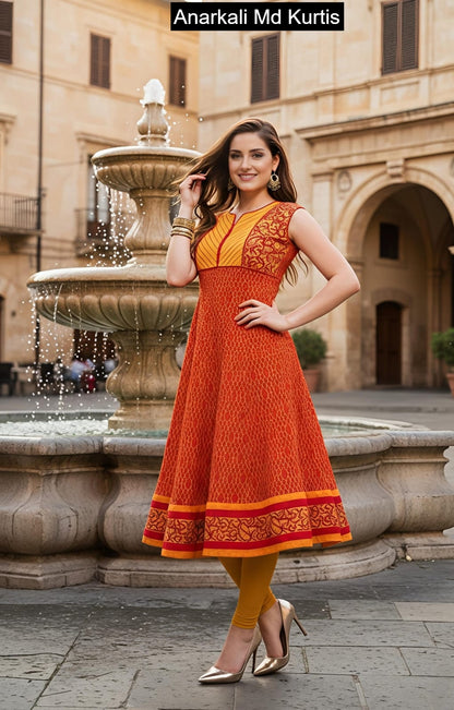 Anarkali Md Cotton Kurtis Exporter