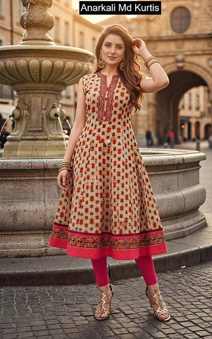 Anarkali Md Cotton Kurtis Exporter