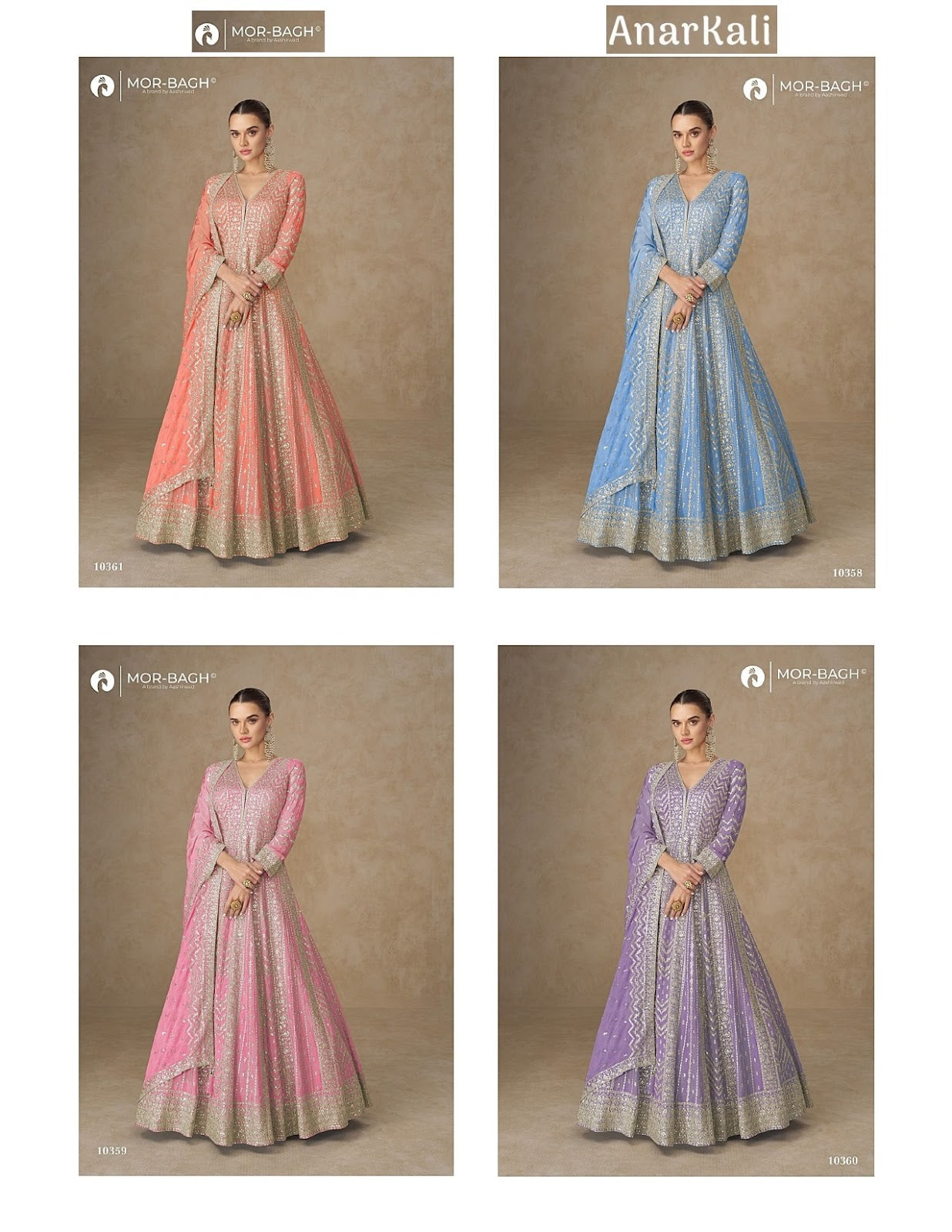 Anarkali Mor Bagh Chinnon Silk Gown Dupatta Set Supplier Ahmedabad